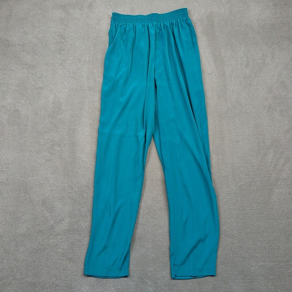 Vintage Peter Popovitch Pants Womens Medium Teal Blue 100% Polyester Made in USA — photo 2